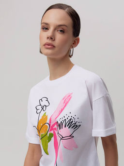 CONTE LD 2680 Футболка женская white-abstract flowers