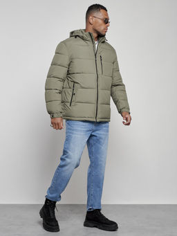 Куртка спортивная мужская зимняя с капюшоном цвета хаки 8362Kh - Wonderrman фото 4