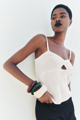 PLAIN LINEN BLEND KNIT TOP WITH KNOT DETAIL - Zara фото 15