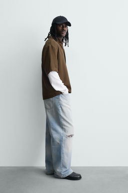 CAMISA FLUIDA BORDADO / Marr?n