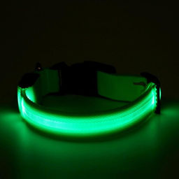 Ошейник с подсветкой размер S, ОШ 35-43 х 2,5 см, 3 режима свечения зелёный - Пижон фото 5