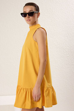 TRENDYOLMILLA Mavi Rahat Kesim Kolsuz Mini Dokuma Elbise TWOSS22EL00139  фото 10