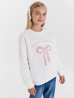 Свитшот для девочек белый с печатью