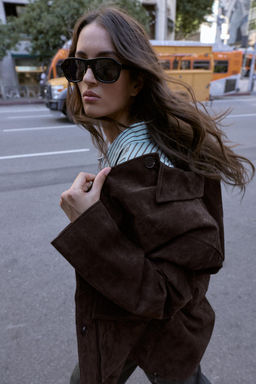 100% LEATHER SUEDE JACKET - Zara фото 6