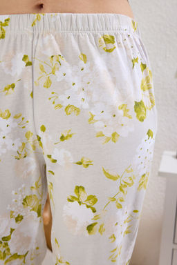 Trendyolmilla Mavi %100 Pamuklu Cicek Desenli Orme Pijama Tak?m? THMSS20PT0062  фото 9