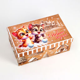 Набор подарочных новогодних коробок 10 в 1 Зверята, 32.5?20?12.5 - 12?7?4 см