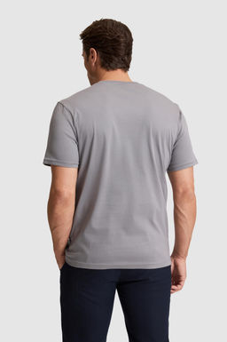 Erkek Gri Regular Fit Bisiklet Yaka Basic Ti__rt