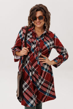 Платье ANELLI 1769 Бордовая шотландка