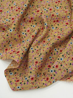 Штапель Премиум Цветочная мириада цв.темно-песочный, ш.1.45м, вискоза-100%, 120гр/м.кв - Купава фото 6