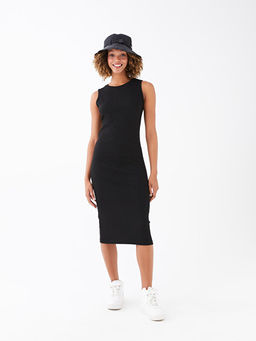 Bisiklet Yaka D?z Ask?l? Kad?n Bodycon Elbise