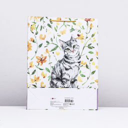 Пакет подарочный Котик в цветах, 33 х 42,5 х 10 см - Simaland фото 2