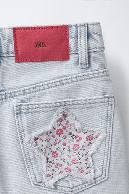 BERMUDA DENIM ESTRELLAS ESTAMPADO FLORES / Azul claro - Zara фото 4