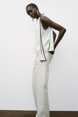 SATIN TOP WITH BOW AND CONTRASTING TRIMS - Zara фото 12