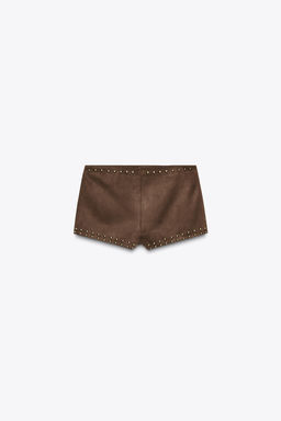 FAUX SUEDE STUD SHORTS - Zara фото 6