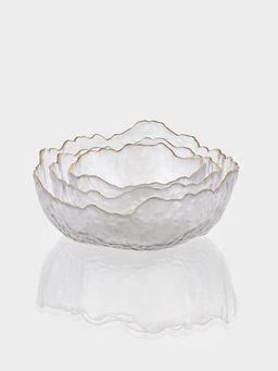 Набор салатников «Вулкан», 3 предмета: 380/750/1450 мл, d=13/16.5/20 см, с золотой отводкой, стекло, прозрачные