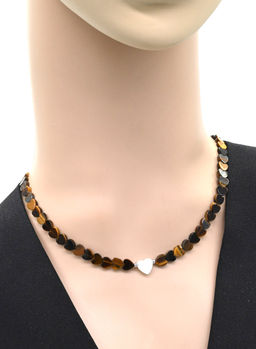 Чокер из тигрового глаза Сердце 6*6мм, 39см