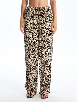 Beli Lastikli Leopar Desenli Kad?n Pantolon