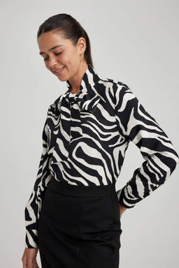 Блузка стандартного кроя с длинными рукавами и бантом - Defacto фото 7