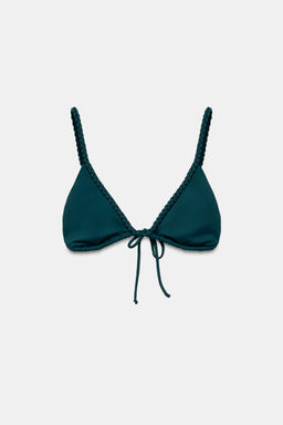 TOP BIKINI TRIANGULAR TRENZADO / Verde - Zara фото 4