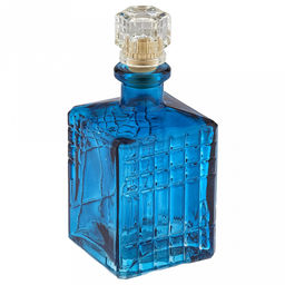 Графин-штоф стеклянный "Кубик" 0,7л, 9,6х9,6х21см, с пробкой, премиальный, "Лазурный" (Россия)