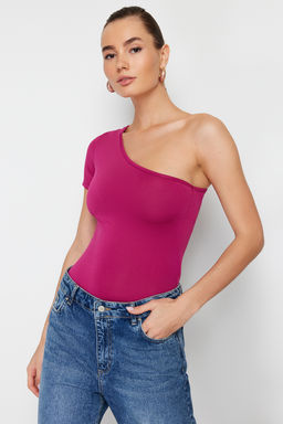 Fusya Fitted/Vucuda Oturan Asimetrik Yaka Tek Kol C?tc?tl? Esnek Orme Body TWOSS24BD00028 - Trendyolmilla фото 2
