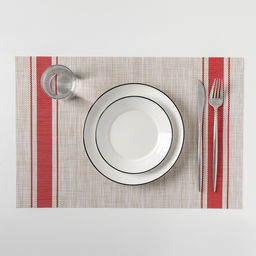 Цена за 12 шт. Салфетка сервировочная на стол Две полосы, 4530 см, цвет красный