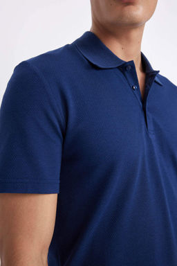 Базовая хлопковая футболка с короткими рукавами и воротником-поло Slim Fit - Defacto фото 4