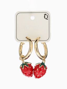 Серьги "Земляника", цвет красный в золоте