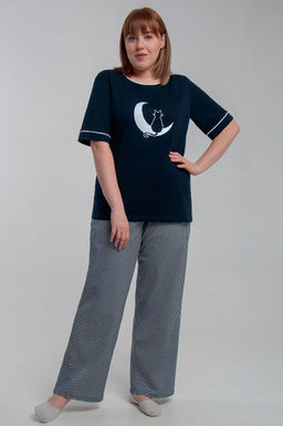 Арт. 10101 Пижама с брюками 44-54 (6 шт) Цвет:верх-темно-синий,низ бело-синий - Калинка фото 6