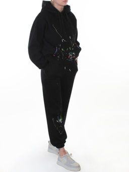 005 BLACK Костюм спортивный зимний женский (95% хлопок, 5% полиэстер)