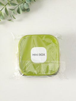 Шкатулка для украшений с зеркалом, с ручкой 3 ячейки, 3 полосы, зелёный, пластик, 9×9×3.8 см