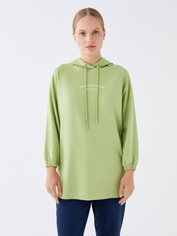 Bisiklet Yaka Bask?l? Uzun Kollu Oversize Kad?n Tunik