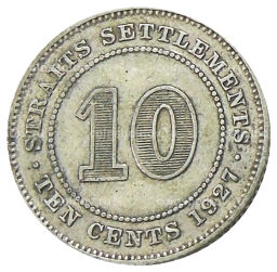 10 центов 1927 года Стрейтс Сетлментс