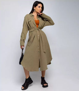 Платье-рубашка #БШ2477, хаки