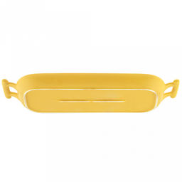 Форма для запекания керамическая "Модерн" 360мл, 26,5х10,8х2,5см, гриль, прямоугольная, 2 ручки, общая длина 32см, желтый, в коробке (Китай)