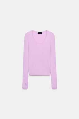 JERSEY RIB CON LANA / Lila claro - Zara фото 3