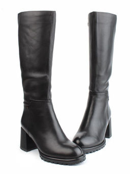 02-FI915-1M BLACK Сапоги зимние женские (натуральная кожа, байка, натуральный мех)