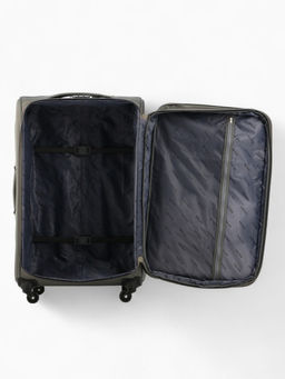 Чемодан на колёсах Royalbag большой 104 л (L), на молнии, с увеличением, кодовый замок, 4 колеса, серый