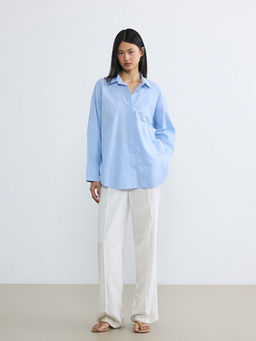 ?izgili Oversize Oxford Kad?n G?mlek