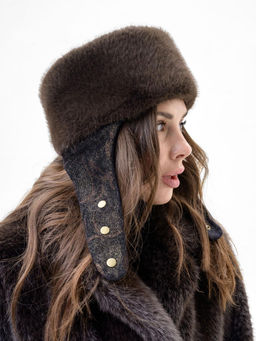 Т26-22 Таблетка кубанка вельветовая с мехом "норка"