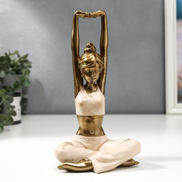 Фигура полистоун «Девушка в позе воина», розовый, 22.5×12.3×10 см