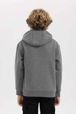 Толстая толстовка с капюшоном и логотипом Marvel для мальчиков - Defacto фото 6