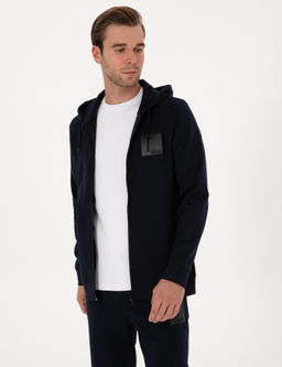 Lacivert Regular Fit Pamuk Kar___ml_ Tam Fermuarl_ Sweatshirt