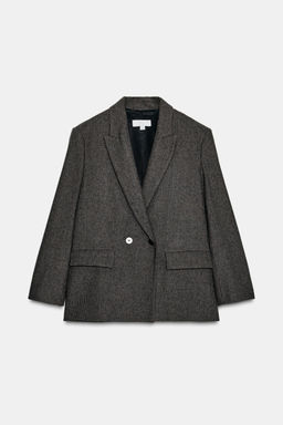 OVERSIZE DOUBLE-BREASTED CHECK BLAZER WITH WOOL