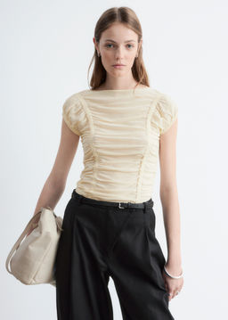 Top fruncido de manga corta - H&m фото 3