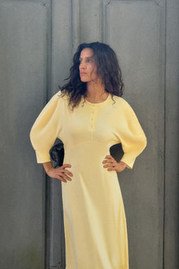 VESTIDO MIDI BOTONES / Amarillo - Zara фото 3