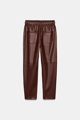 FAUX LEATHER TROUSERS WITH ELASTIC WAIST - Zara фото 9