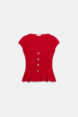 TOP PEPLUM BOTONES / Rojo - Zara фото 14