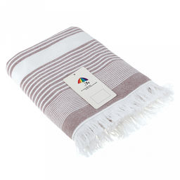 Полотенце махровое "Полосатый рейс" 50х90см, хлопок 100%, с бахромой, коричневый (Китай)