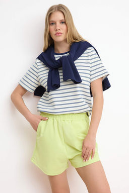 TRENDYOLMILLA Gri Melanj- Siyah 2Li Paket Relaxed/Rahat Kal?p K?sa Esnek Orme Sort & Bermuda TWOSS25SR00084  фото 19